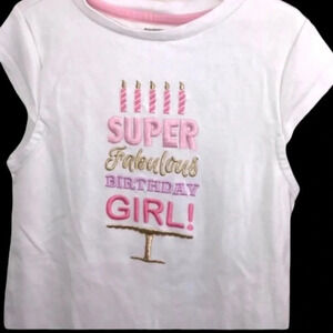 GYMBOREE EUC GIRLS TSHIRT BIRTHDAY TOP SHIRT SUMMER CASUAL WHITE PINK SIZE 7